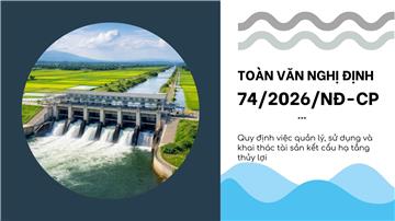 Toàn văn Nghị định 74/2026/NĐ-CP về quản lý, sử dụng, khai thác hạ tầng thủy lợi