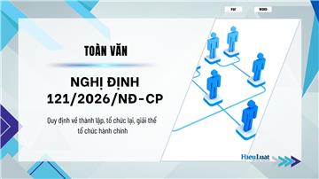 Toàn văn Nghị định 121/2026/NĐ-CP về tổ chức hành chính
