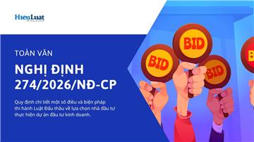 Toàn văn Nghị định 274/2026/NĐ-CP về chọn nhà đầu tư