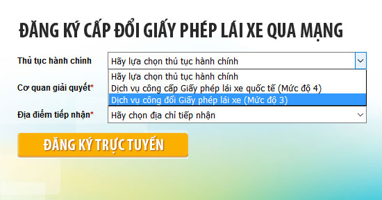 Dang ky cap doi giay phep lai xe qua mang