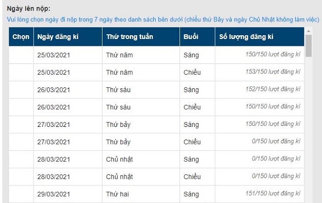 chọn ngày đi lăn vân tay chọn ngày đi lăn vân tay