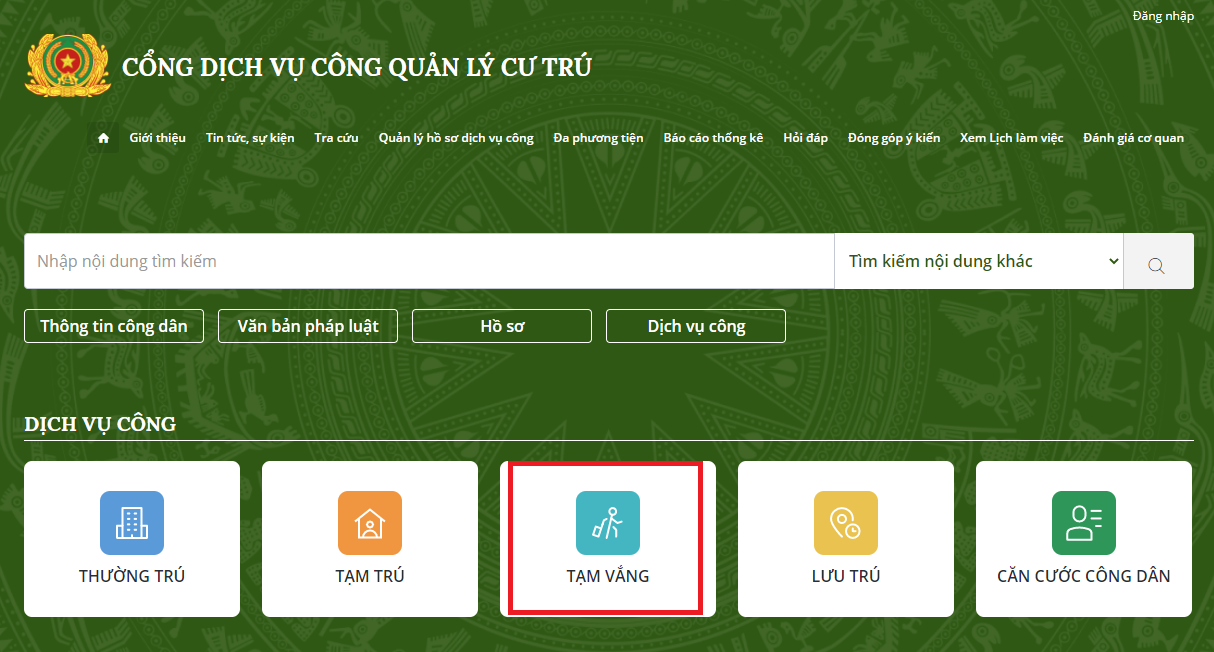 khai báo tạm vắng online