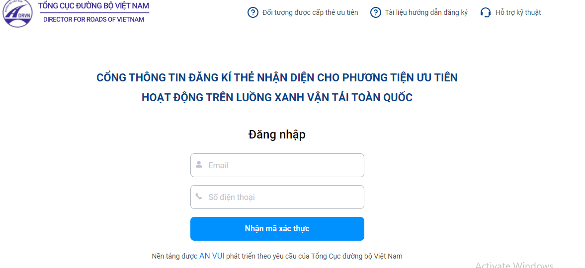 đăng ký luồng xanh