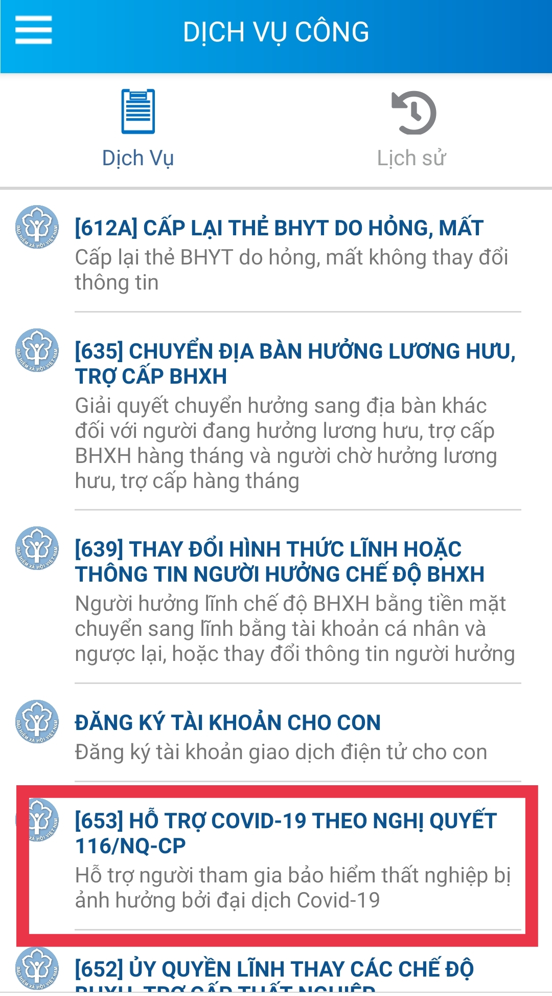 thu tuc online nhan ho tro nghi quyet 116