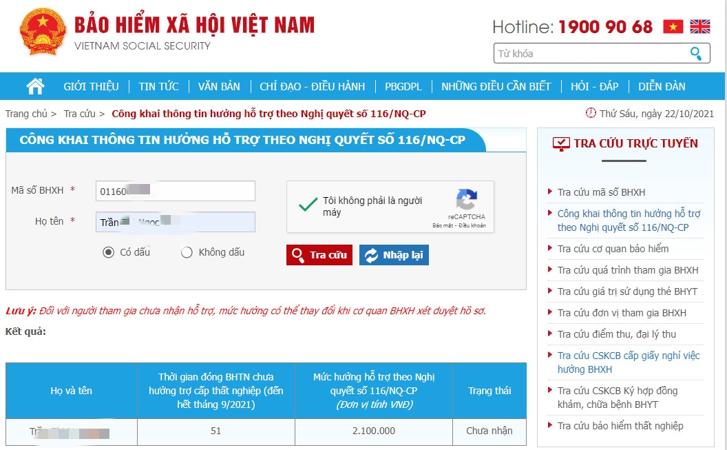 cách tra cứu mức hưởng Nghị quyết 116 cach tra cuu muc huong nghi quyet 116