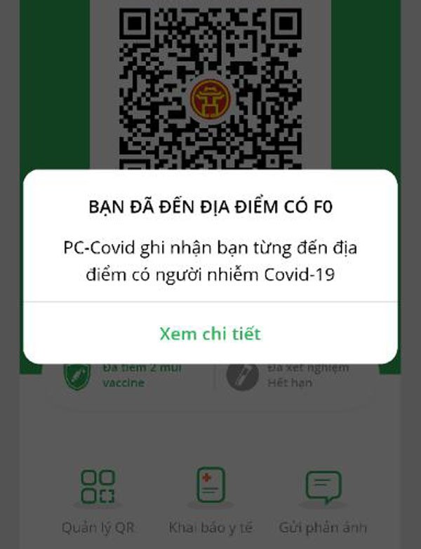 tính năng cảnh báo tiếp xúc F0 trên PC Covid tinh nang canh bao tiep xuc F0 tren PC Covid