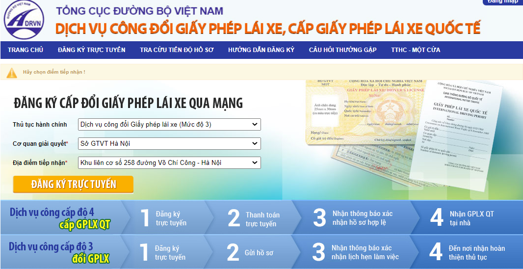 thu tuc doi bang lai xe may sang the pet online