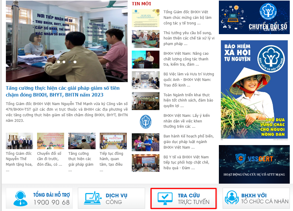 kiểm tra công ty có đóng bảo hiểm không bước 1