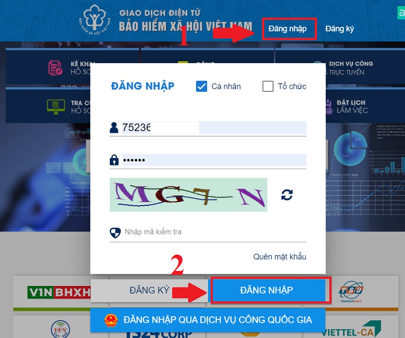 Sau khi đã nhập xong, nhấn Đăng nhập để truy cập vào tài khoản