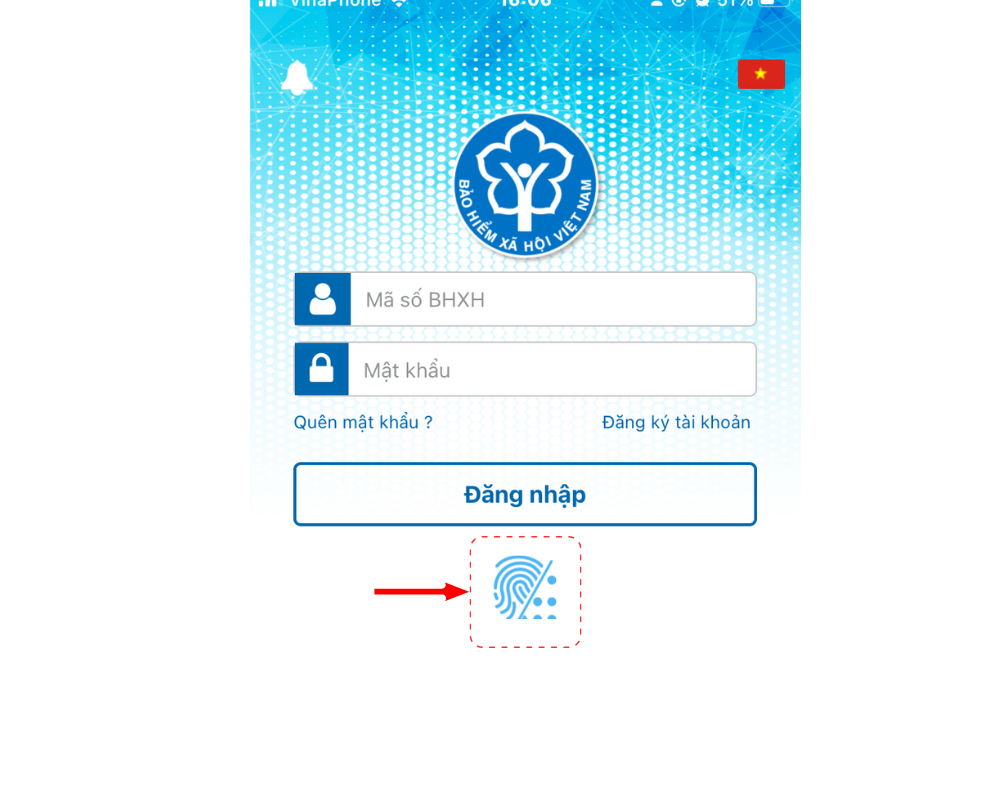 Khung đăng nhập Face ID và vân tay của VssID