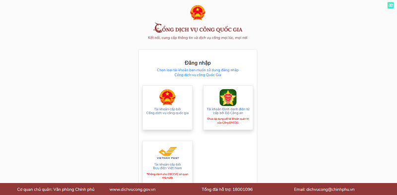 đăng nhập bằng tài khoản Định danh điện tử Bạn có thể đăng nhập bằng tài khoản Định danh điện tử