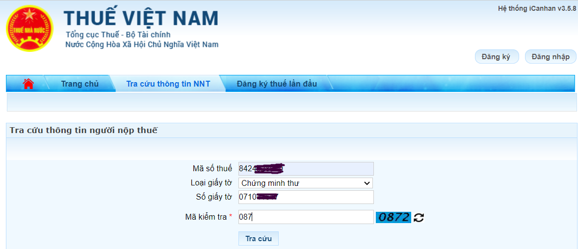 tra cứu mã số thuế thu nhập cá nhân