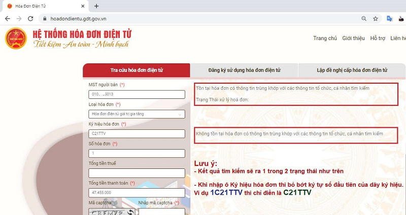 Nhập thêm thông tin về Tổng tiền thuế Nhập thêm thông tin về Tổng tiền thuế để tìm kiếm được kết quả chính xác nhất