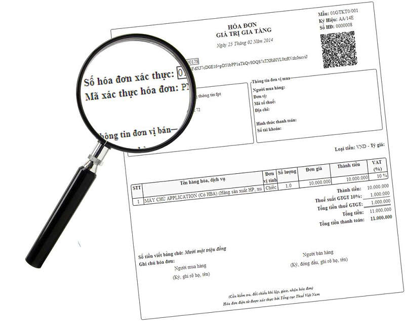 Hóa đơn điện tử có mã của cơ quan thuế thường có mã QR Hóa đơn điện tử có mã của cơ quan thuế thường có mã QR trên hóa đơn
