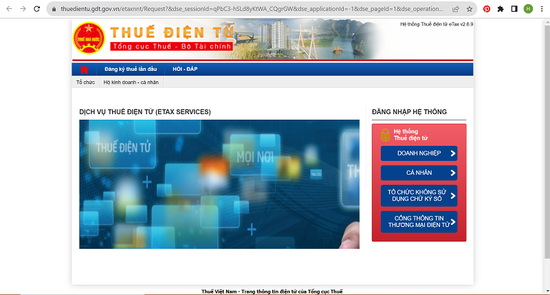 có 2 mã số thuế Giao diện website Thuế điện tử