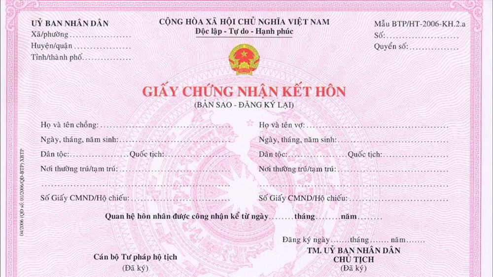 Thủ tục đăng ký kết hôn làn hai