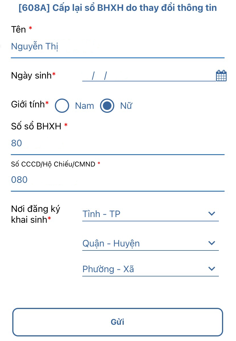 Cập nhật thông tin thay đổi theo mẫu hiển thị