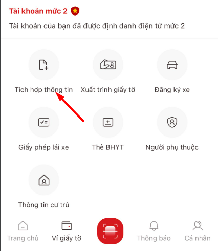 tích hợp giấy tờ xe trên ứng dụng vneid