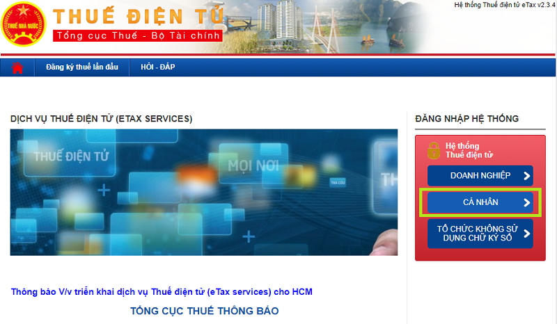 Đăng ký thuế lần đầu cho cá nhân