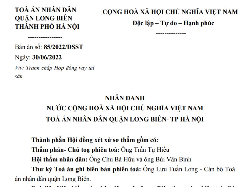 Bản án kiện vay tiền không trả có hiệu lực
