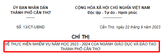 Mẫu trích yếu văn bản