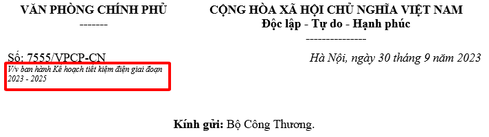 Mẫu trích yếu văn bản