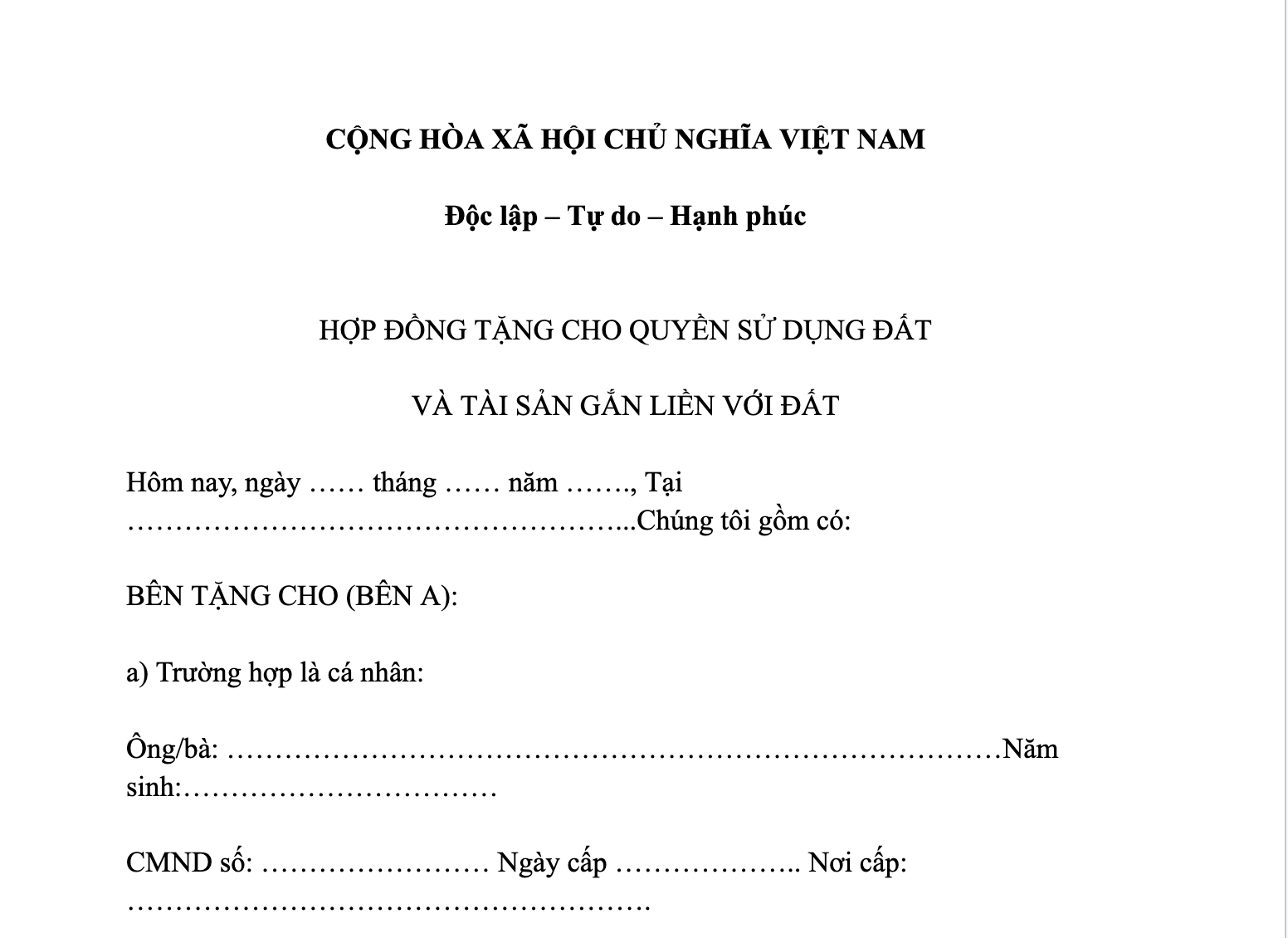 tặng cho đất bằng giấy viết tay Mẫu giấy tặng cho đất viết tay chuẩn Luật