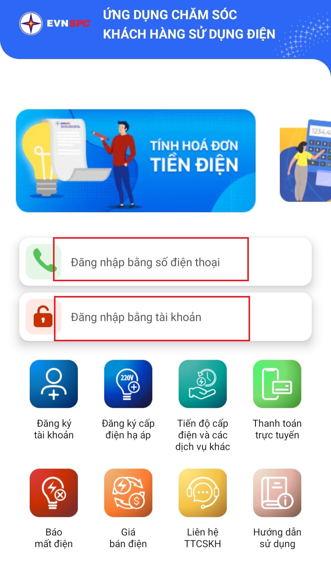 in hóa đơn tiền điện