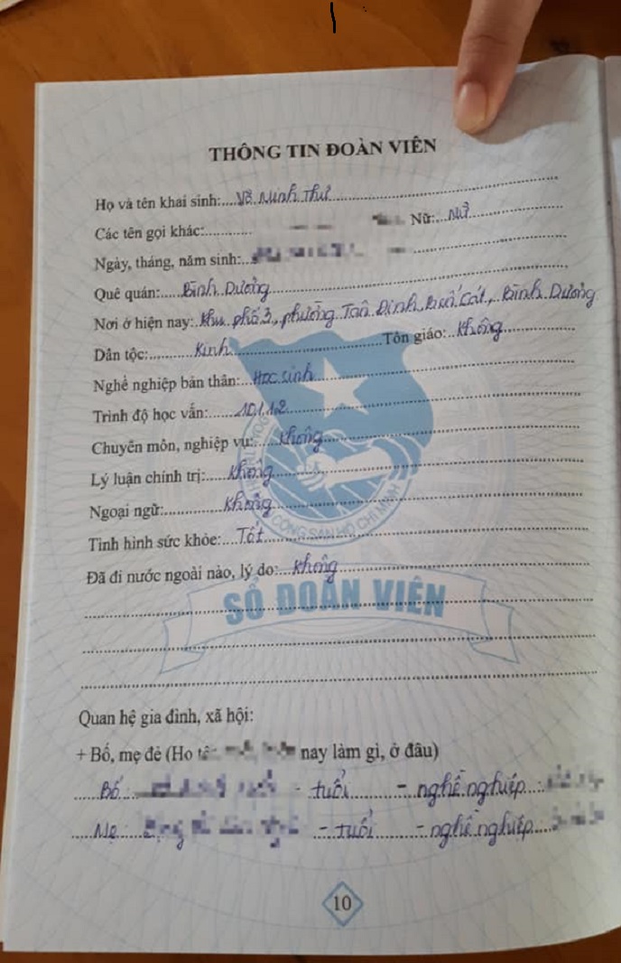Cách ghi sổ đoàn mẫu trang số 10