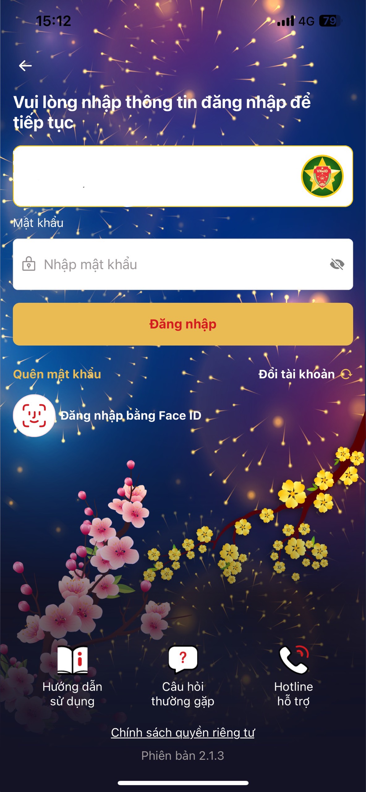 Đăng nhập ứng dụng VNeID