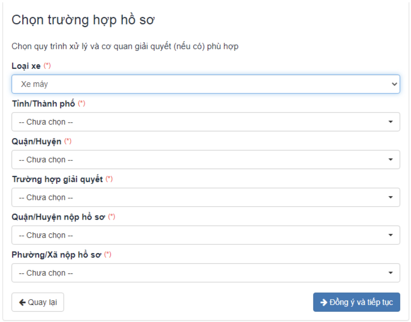 Điền đầy đủ thông tin