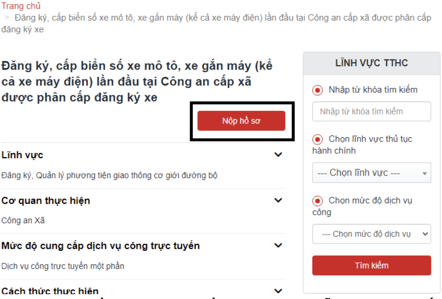Nhấn nộp hồ sơ