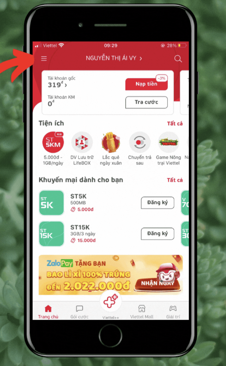 Đăng nhập tài khoản My Viettel