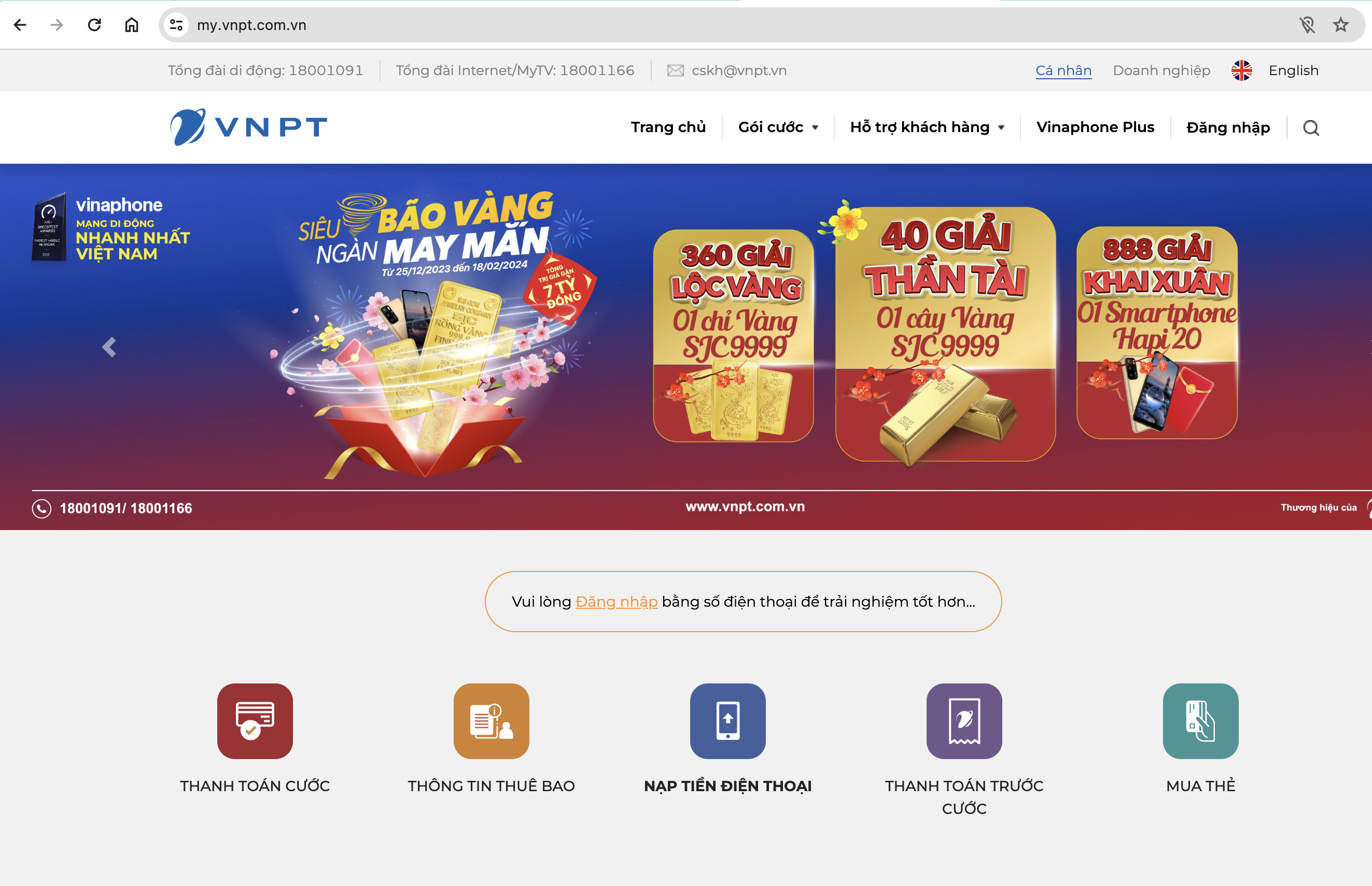 Truy cập vào website My VNPT