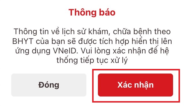 Bước 4: Xác nhận thông tin lịch sử khám chữa bệnh