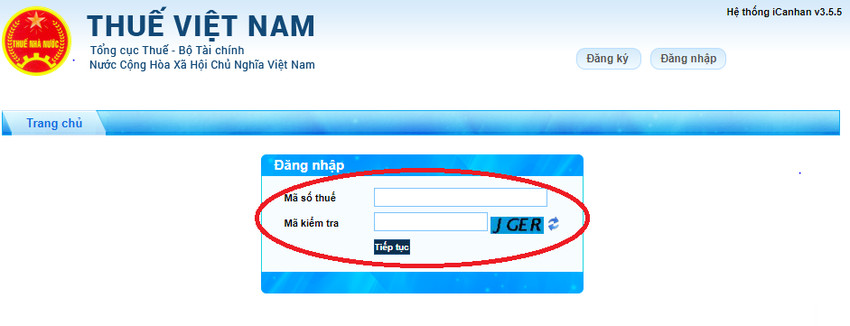 Đăng nhập tài khoản thuế điện tử