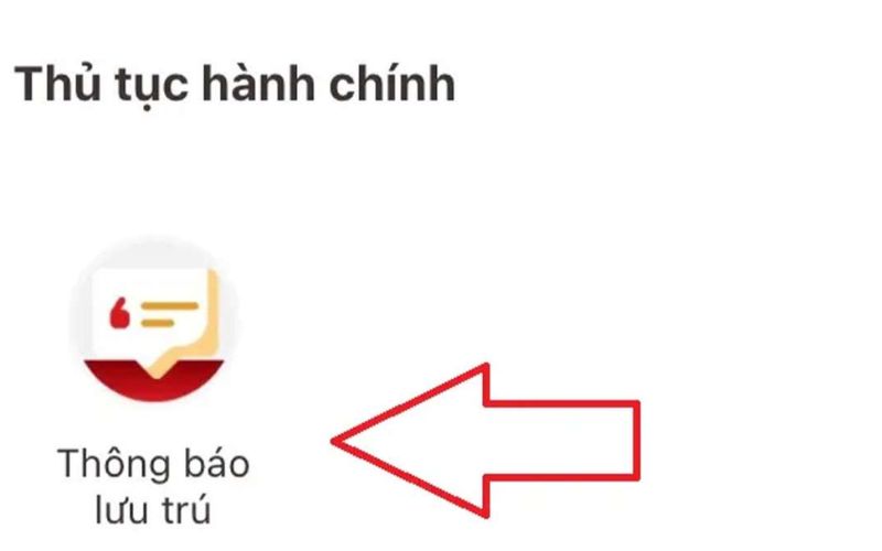 Chọn tính năng thông báo lưu trú