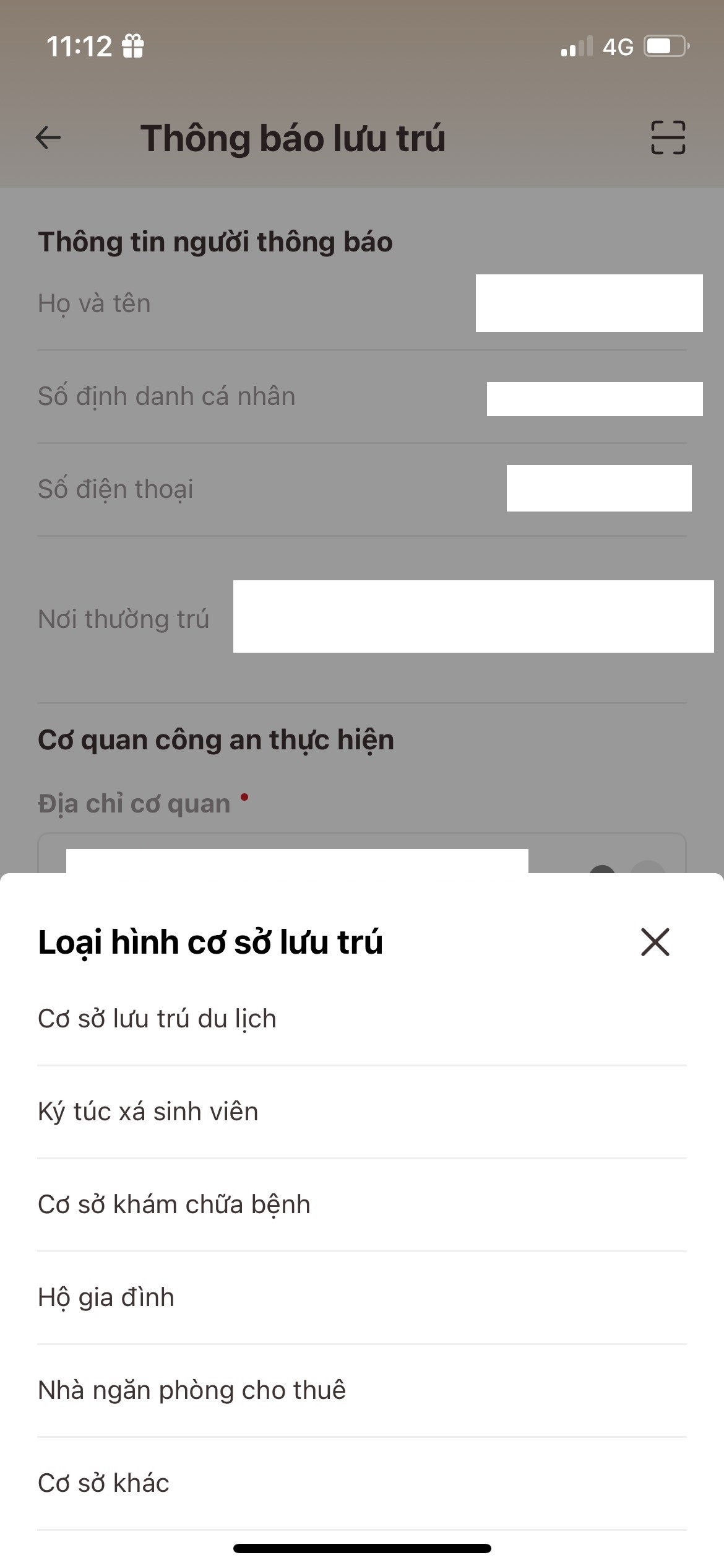Nhập thông tin theo yêu cầu