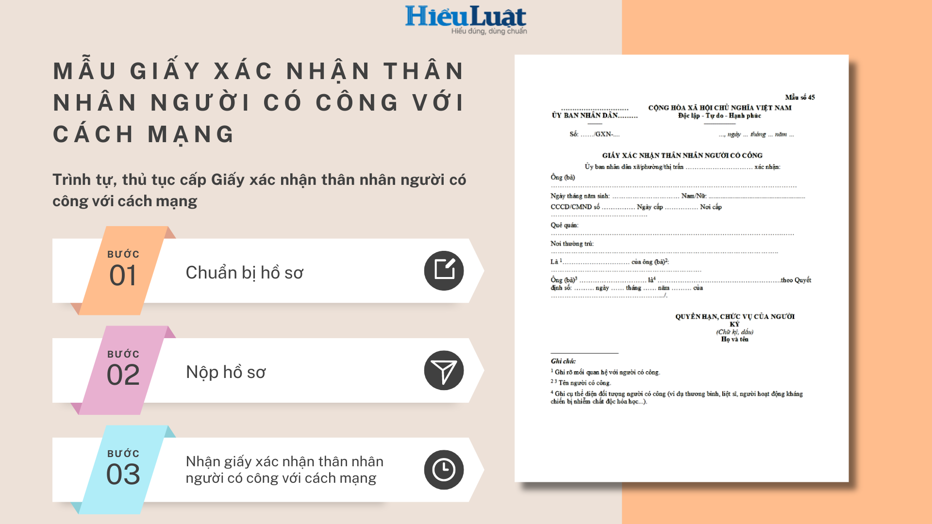 Trình tự, thủ tục cấp Giấy xác nhận thân nhân người có công với cách mạng