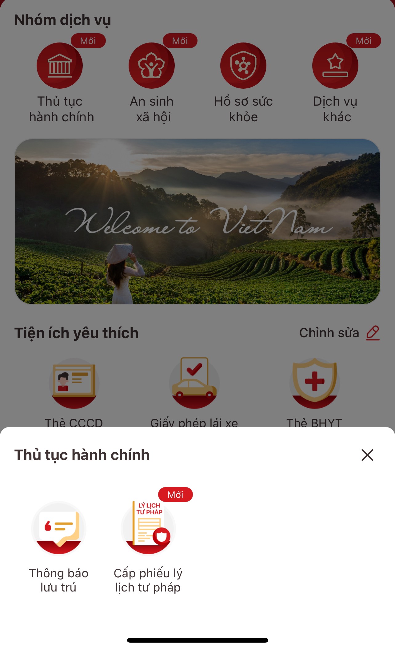 Chọn “Cấp phiếu lý lịch tư pháp”