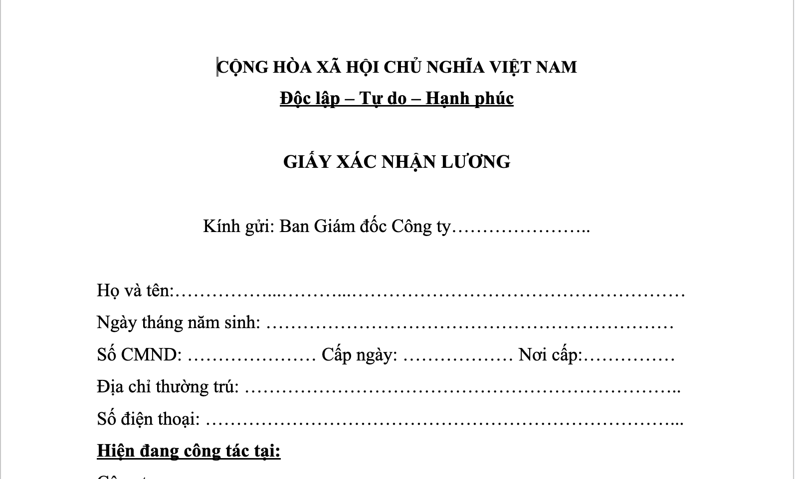 Mẫu giấy xác nhận lương là gì?