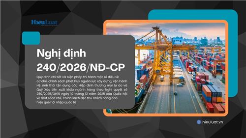 Toàn văn Nghị định 240/2026/NĐ-CP về cơ chế phát huy nguồn lực và Quỹ Xúc tiến xuất khẩu